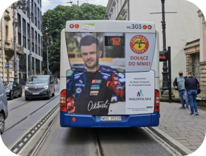 Fundacja Trzeźwość - Reklama na tyłach autobusów - fullback